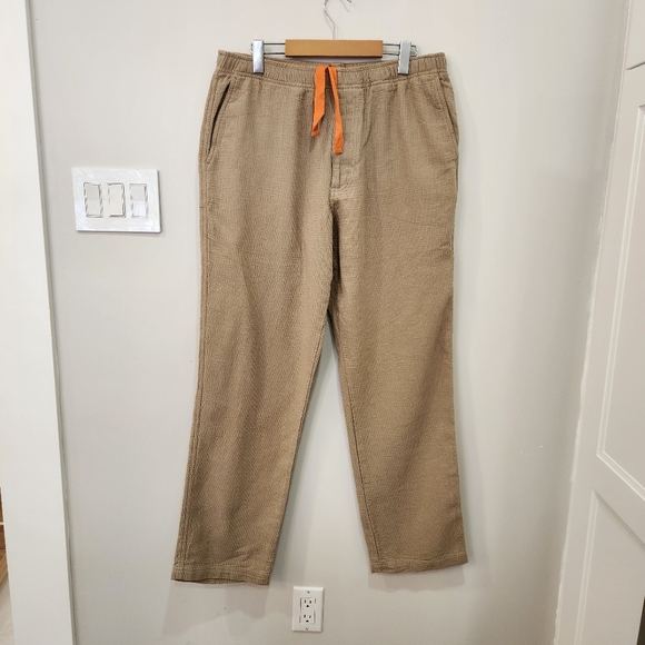 VTG Territory Ahead Pants Men's L Tan 32 Zephyr Cotton Basket-Weave Drawstring - Picture 1 of 15